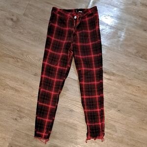 Red and Black Plaid Pants